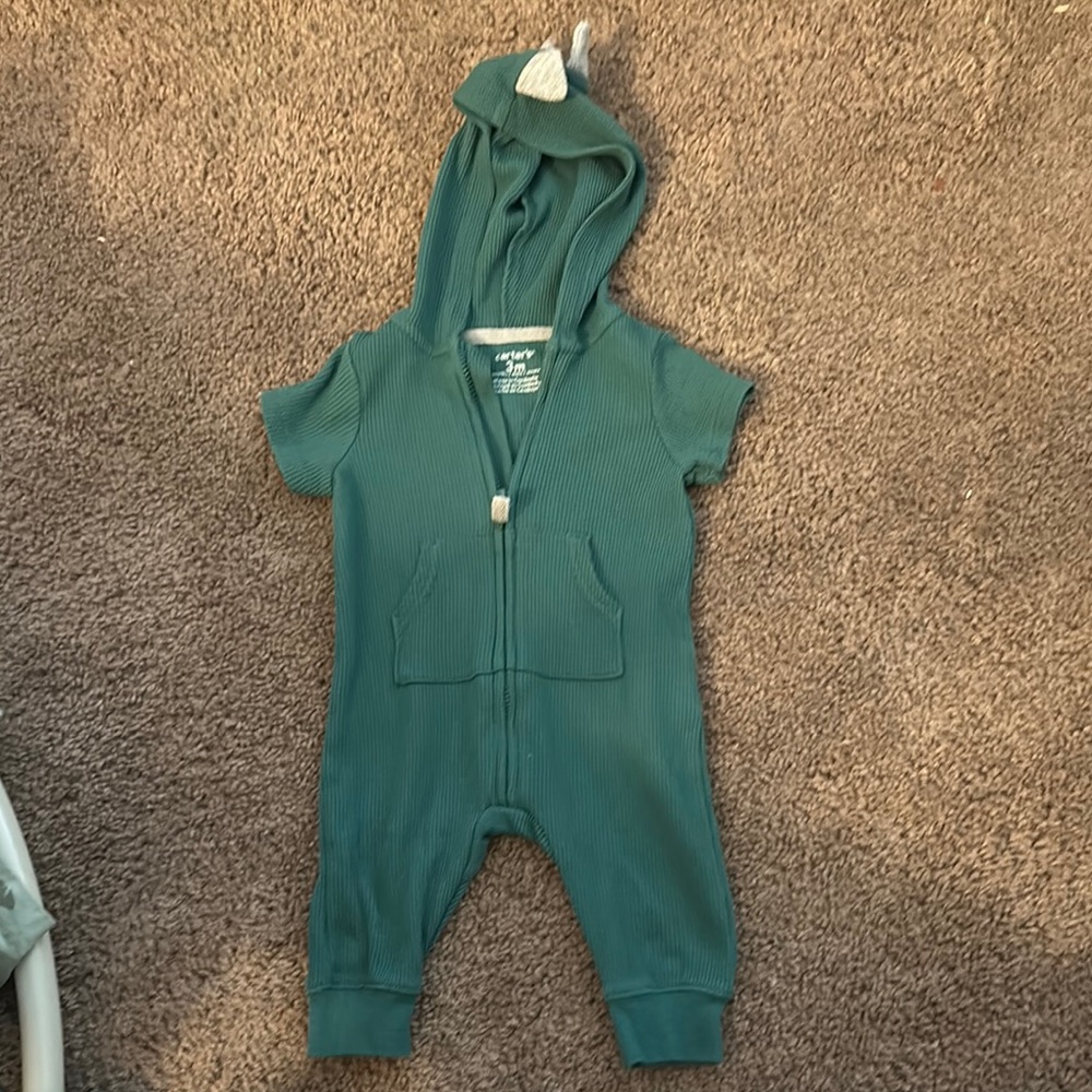 Carter's Green Bodysuit with Hood and Zipper